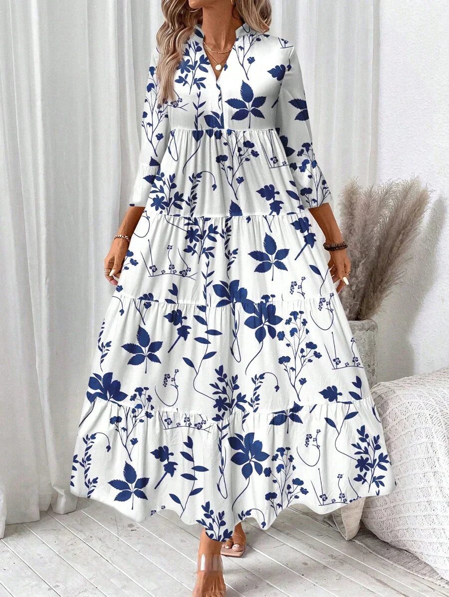 Hegfrid | Blomstrete Bohemkjole I Full Lengde