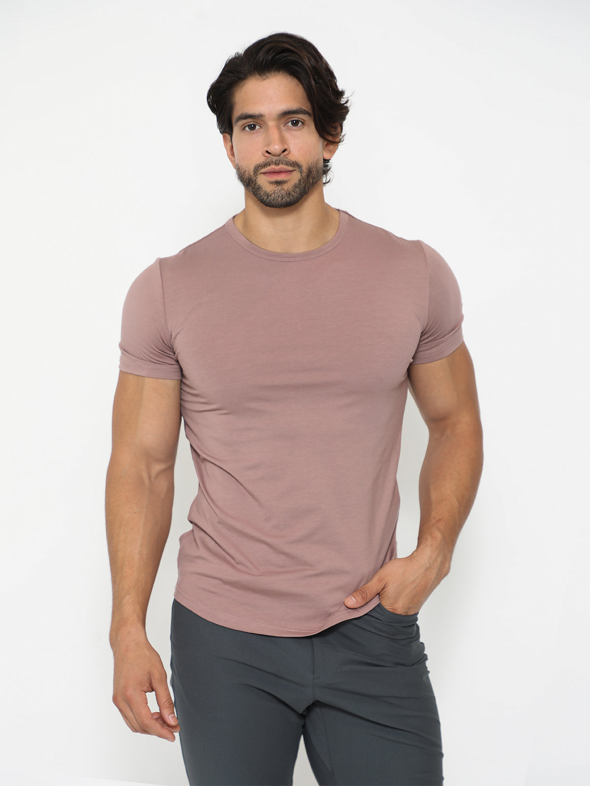 All Day Elite Curve-Hem Tee Stretch Kortermet