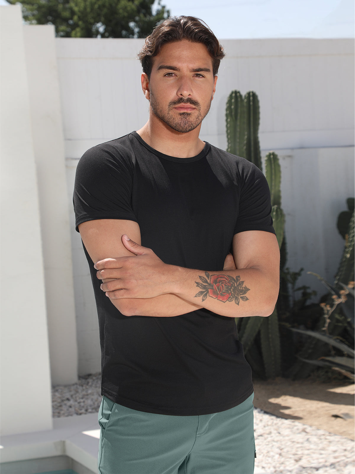 All Day Elite Curve-Hem Tee Stretch Kortermet