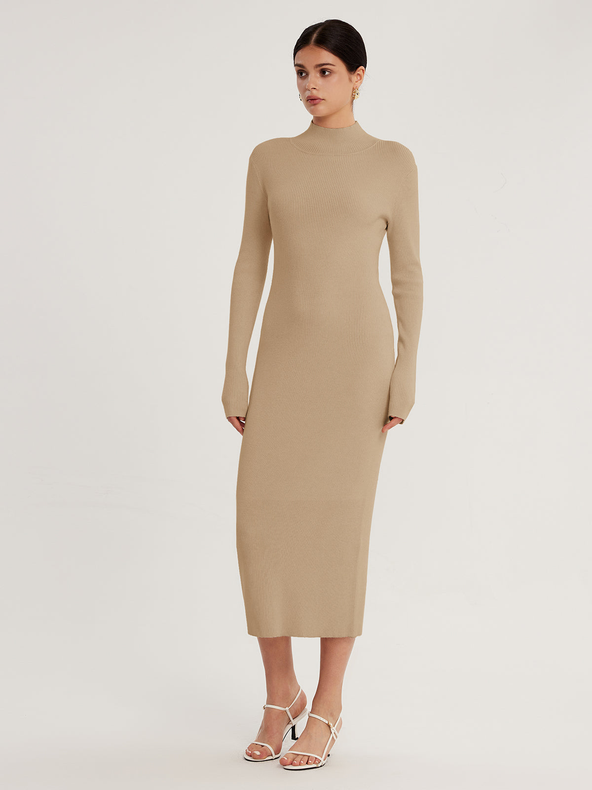 High Neck Langermet Midikjole