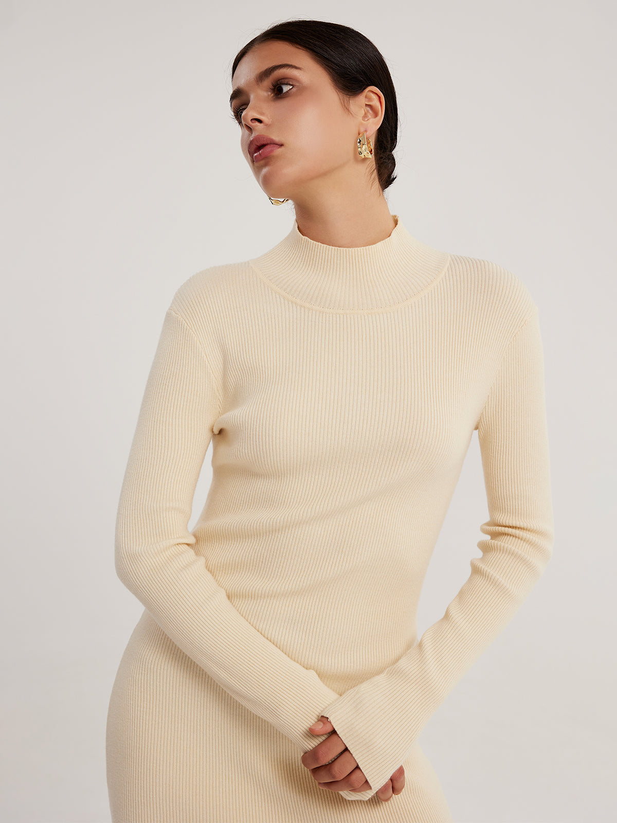 High Neck Langermet Midikjole