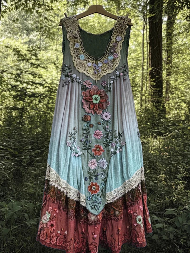 Audveig | Romantisk Bohemkjole Med Blomstermagi