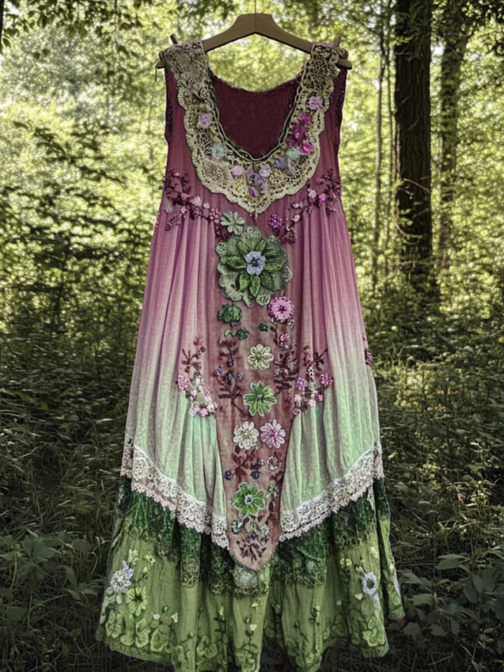 Audveig | Romantisk Bohemkjole Med Blomstermagi
