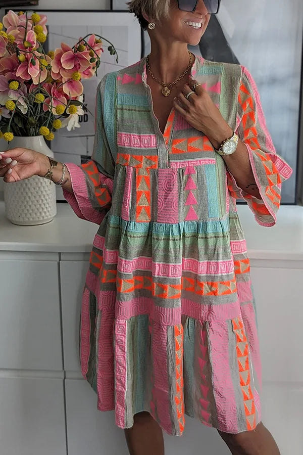 Ingrid – Boho kjole med volanger og sving