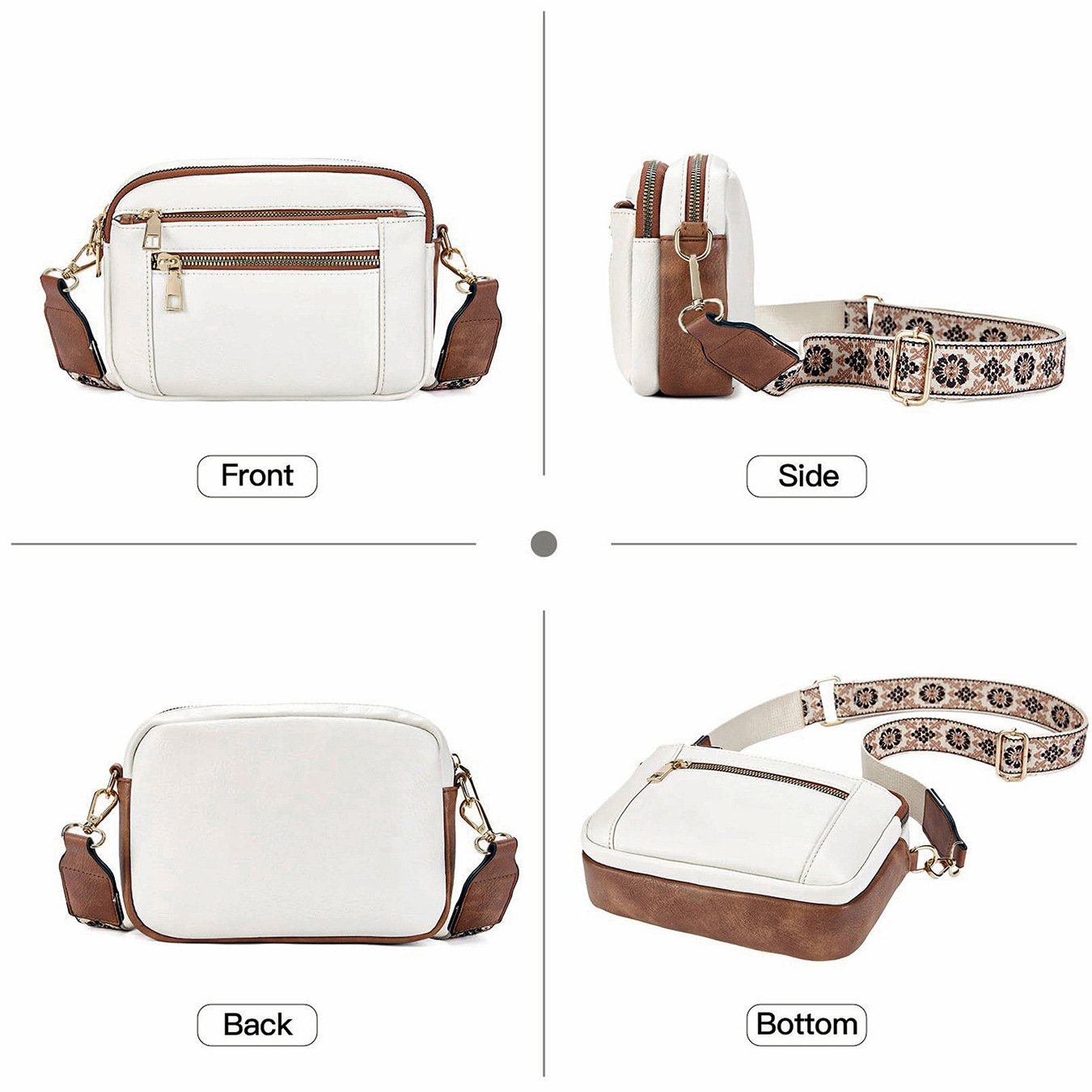 Erikka | Elegant crossbody-veske med mønstret justerbar stropp