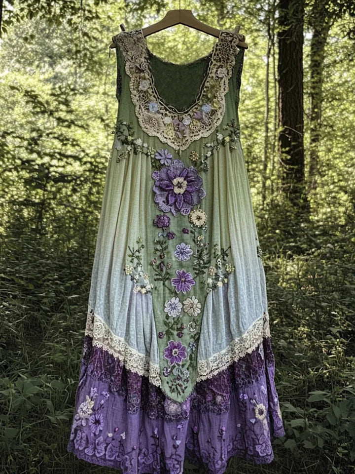 Audveig | Romantisk Bohemkjole Med Blomstermagi