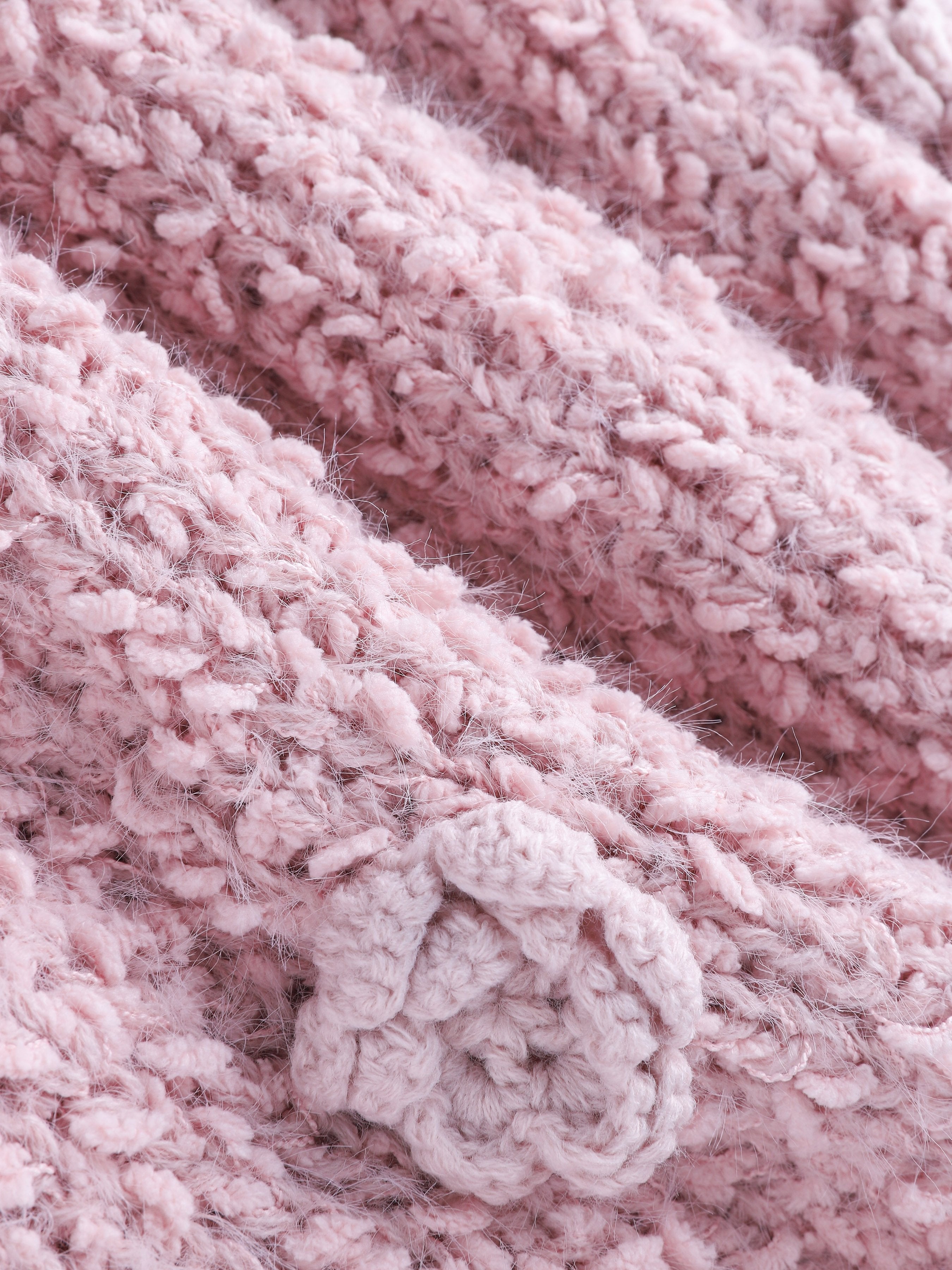 Strikkegenser med 3D Blomstermønster – Dame