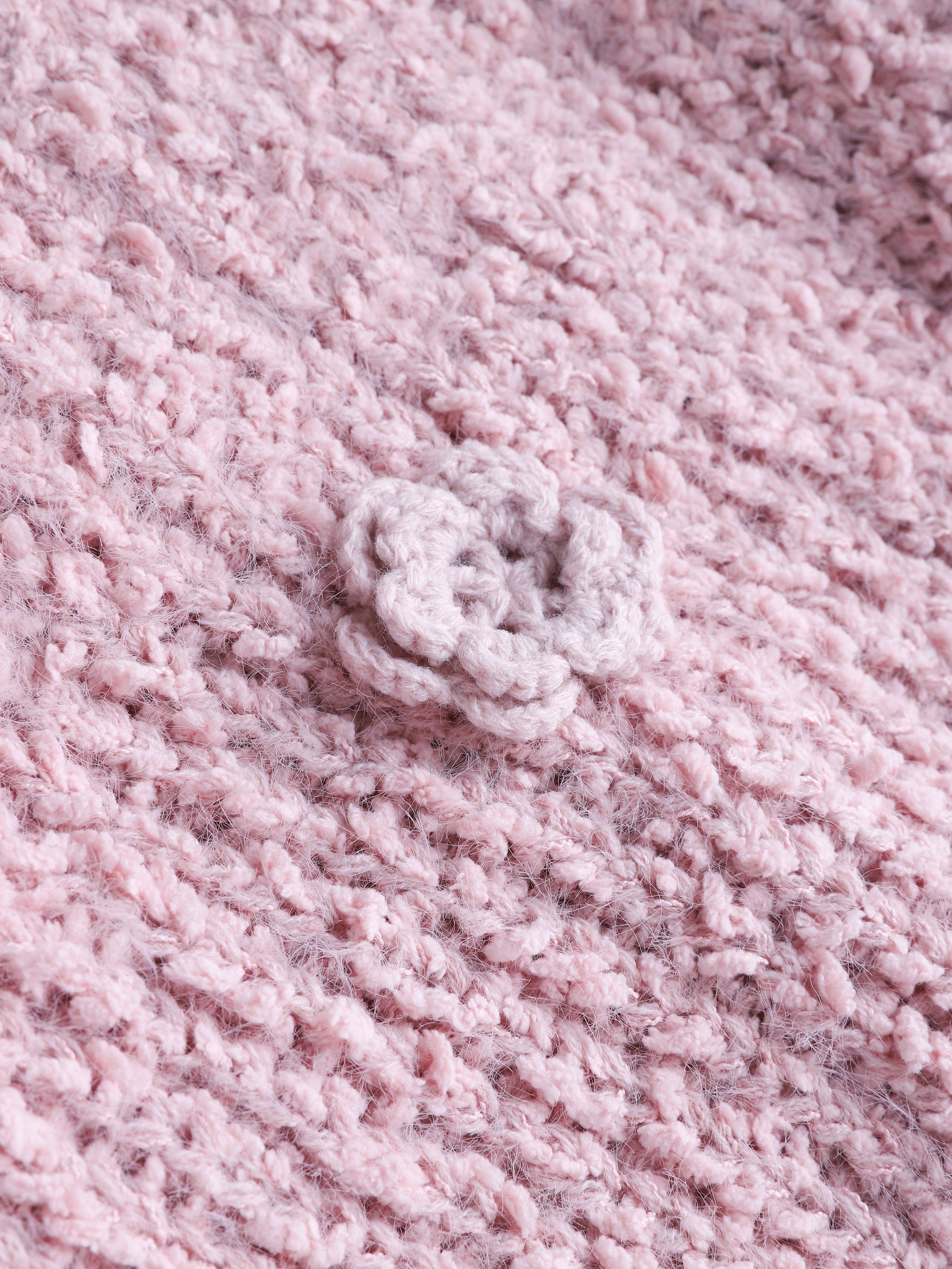 Strikkegenser med 3D Blomstermønster – Dame