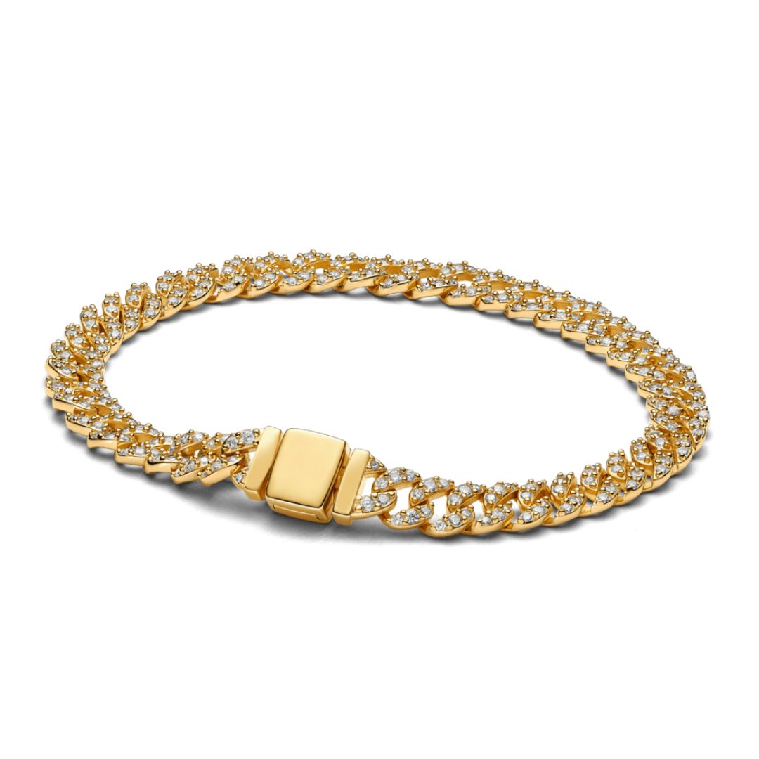 Moissanitt Cubansk Armbånd | 18k Gull