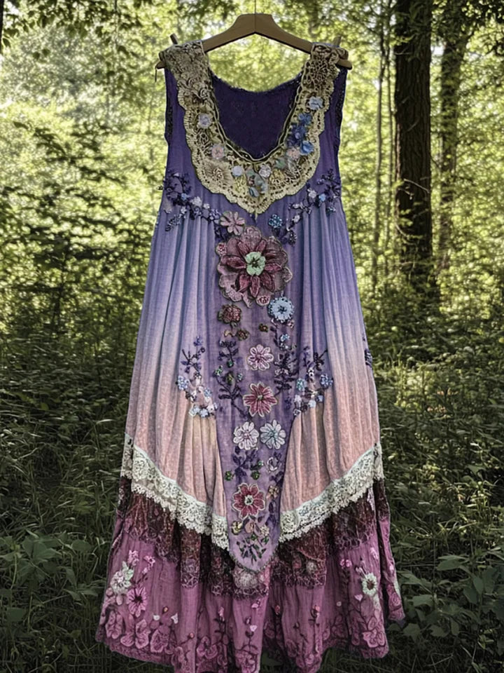 Audveig | Romantisk Bohemkjole Med Blomstermagi