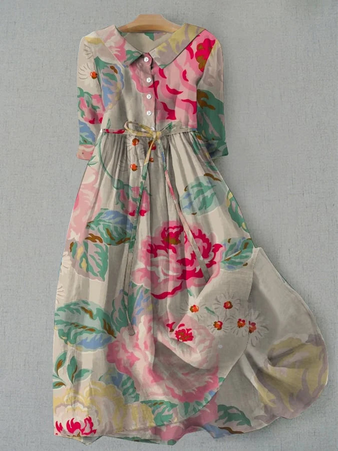 Livia - Elegant Kjole med Korte Ermer og Blomsterprint