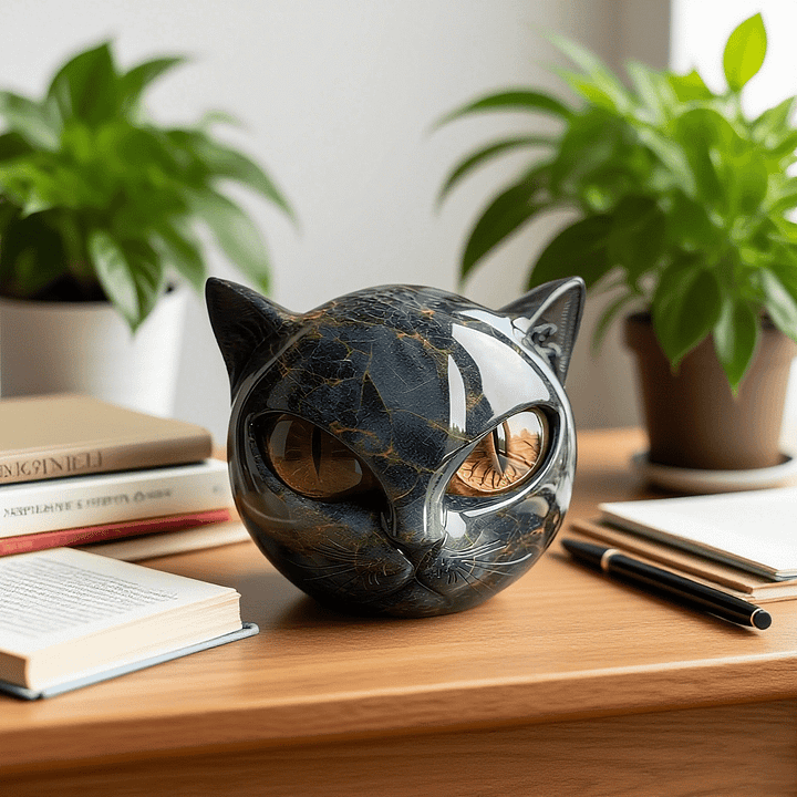 Nattvakt™ – Katteskulptur med marmoraktig finish