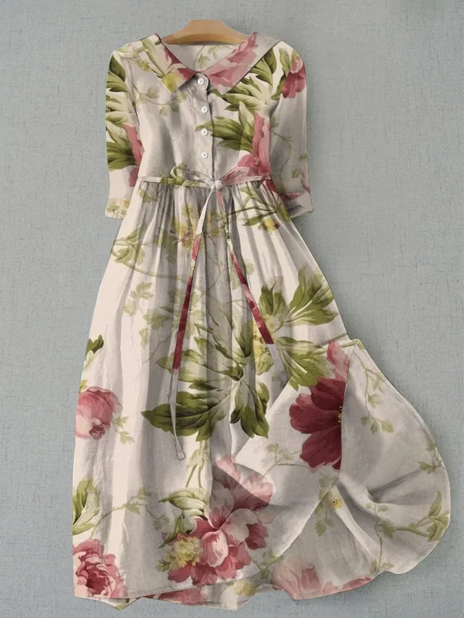 Baylee - Vintage Snøring Midje Blomsterkjole