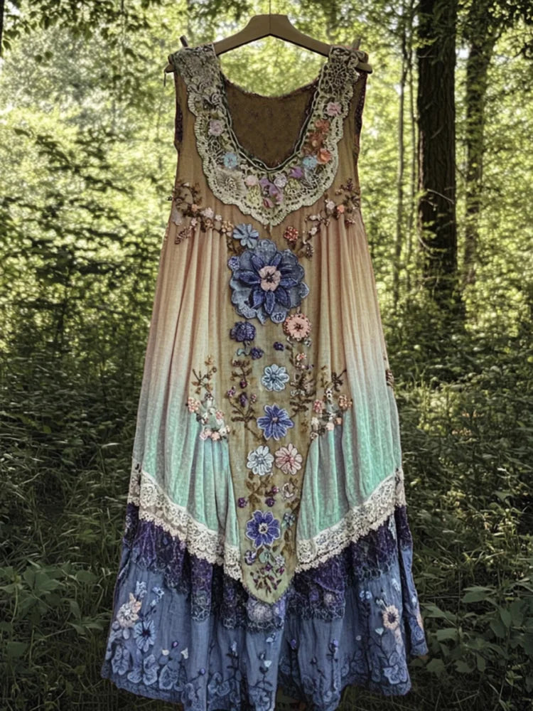 Audveig | Romantisk Bohemkjole Med Blomstermagi