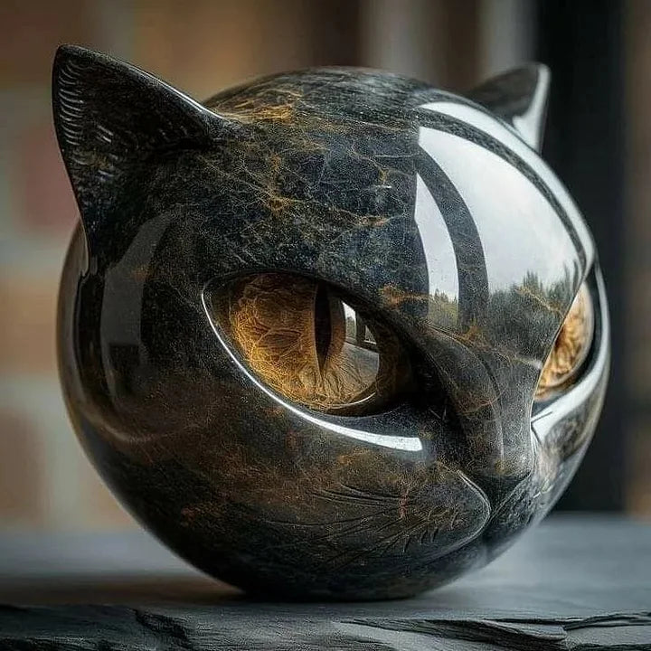 Nattvakt™ – Katteskulptur med marmoraktig finish